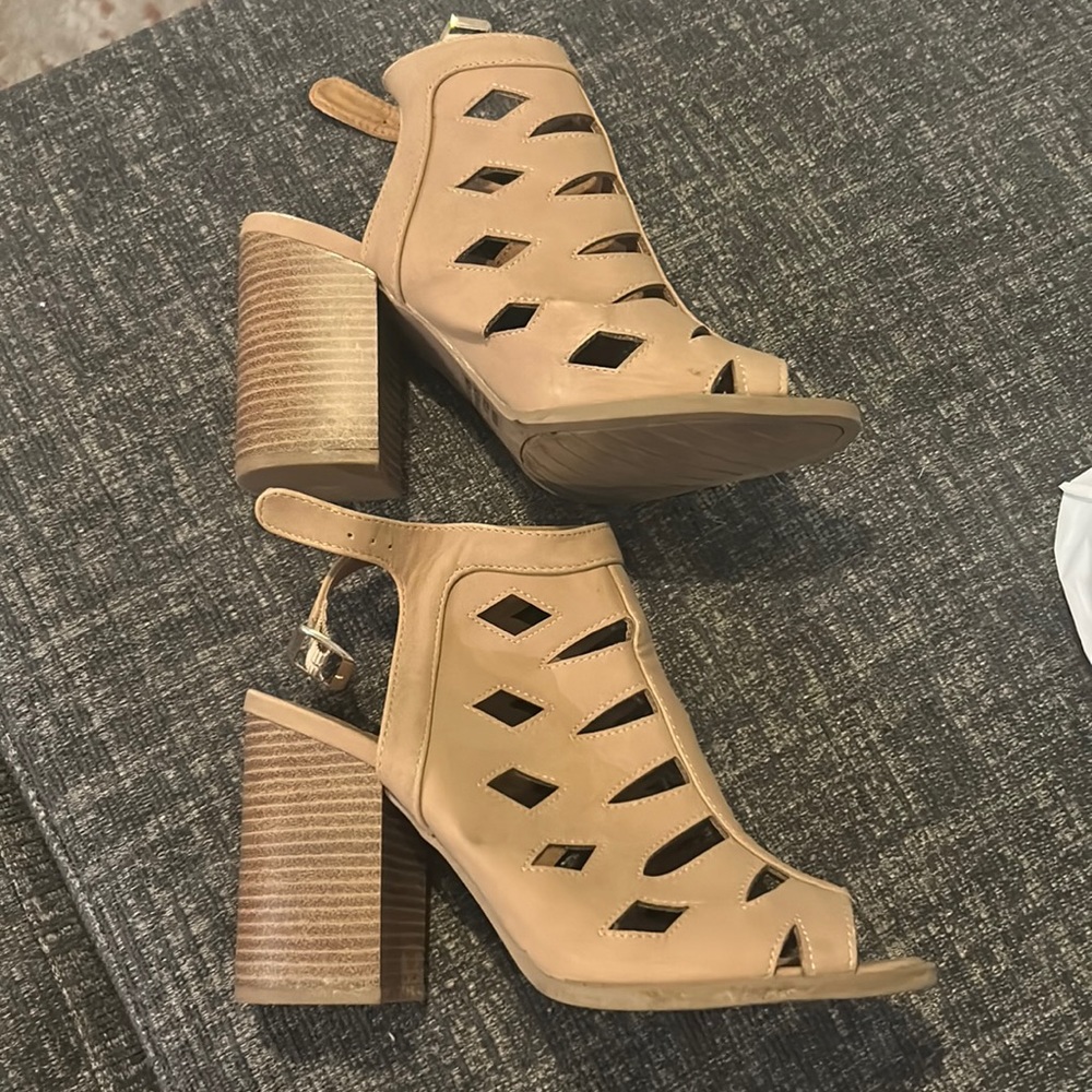 Tan block heels